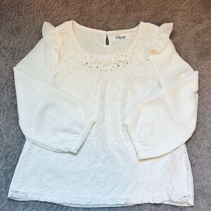 White three quarter sleeve Lace blouse